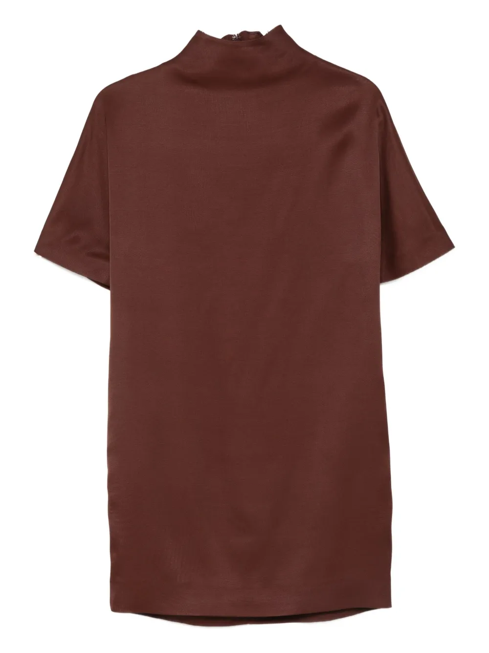 LouLou de Saison Elton mini-jurk met hoge hals en korte mouwen Rood