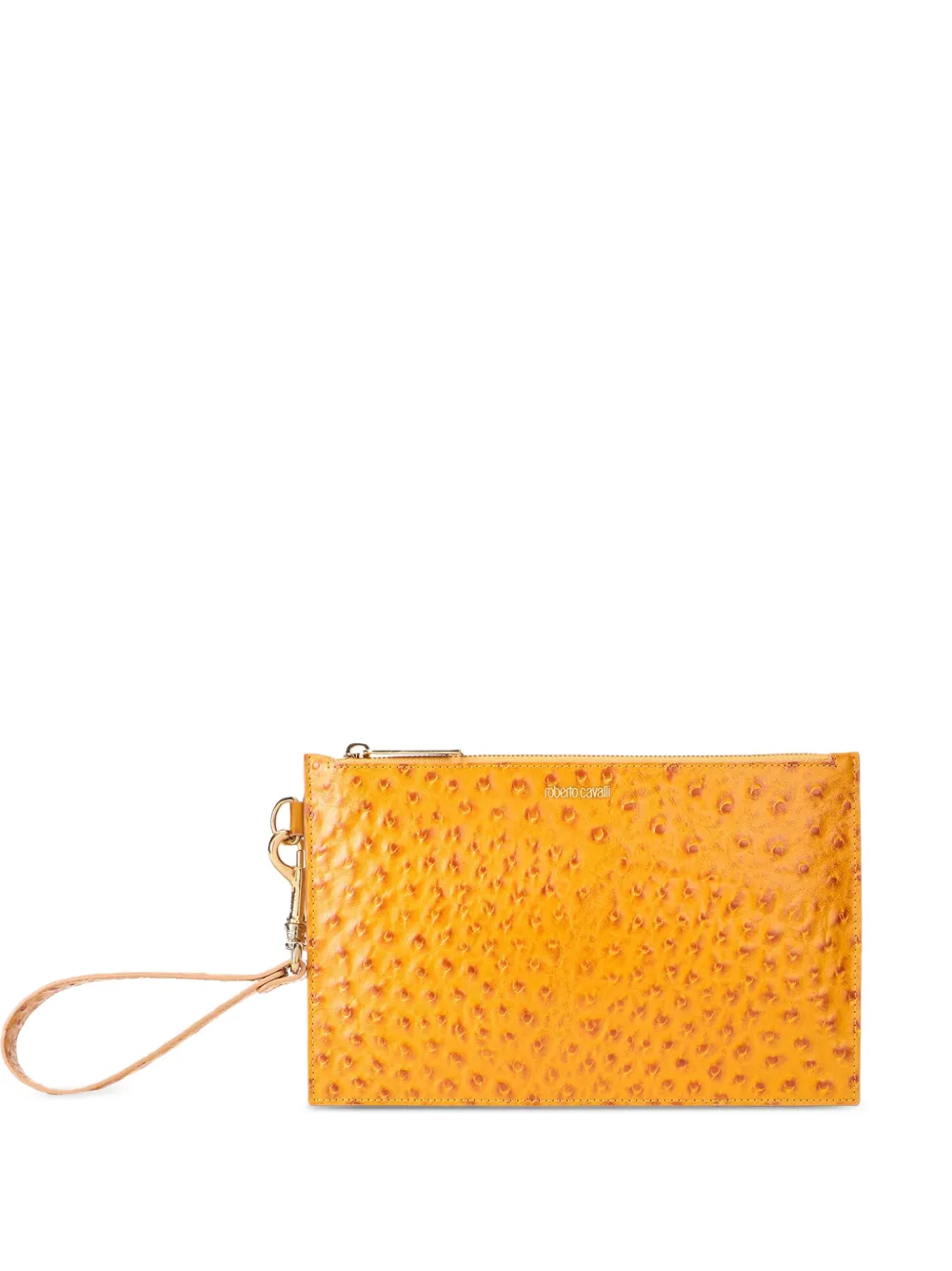 Roberto Cavalli textured wristlet-handle clutch bag - Arancione