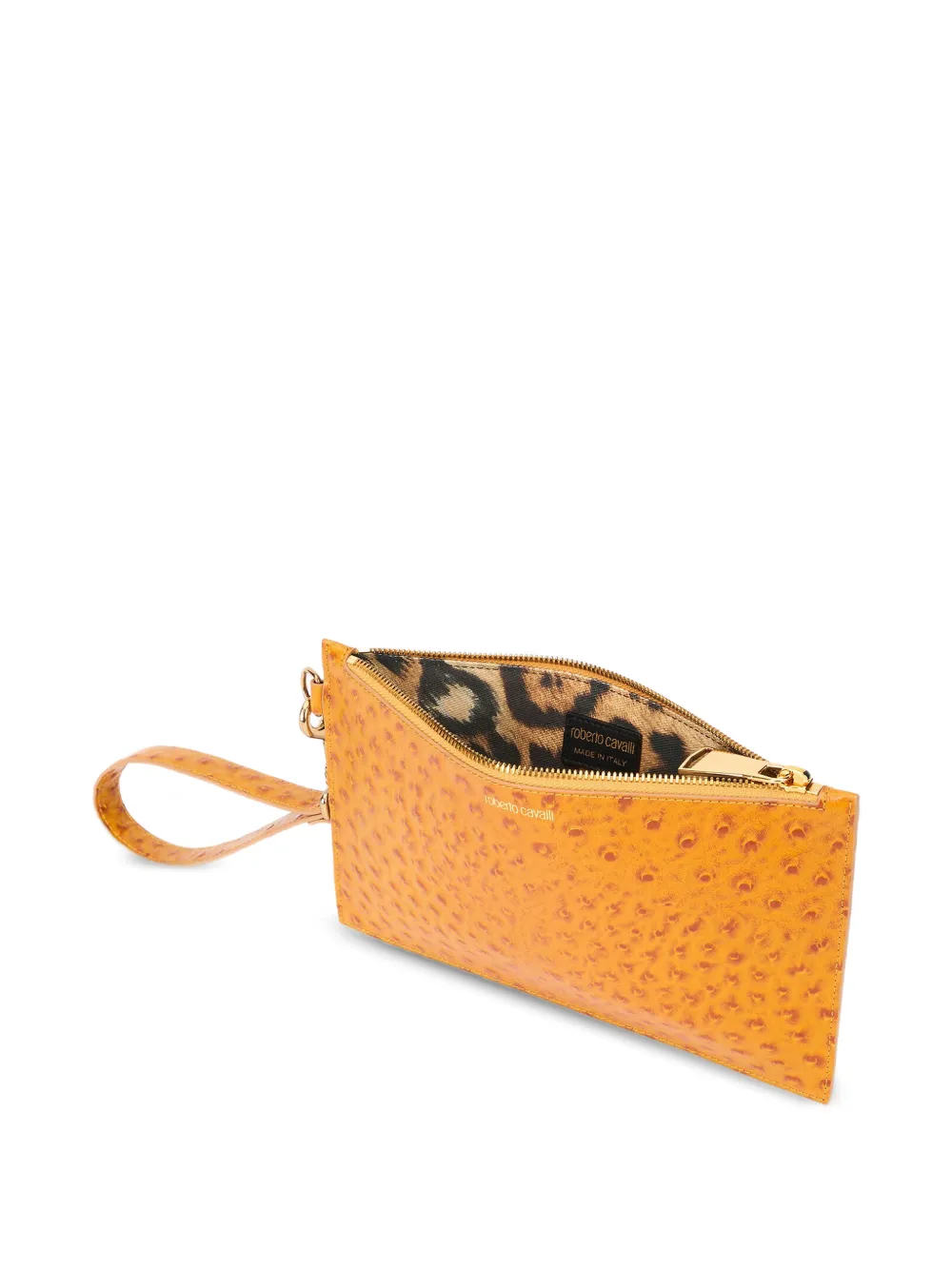 Roberto Cavalli Clutch met polsband en textuur Oranje
