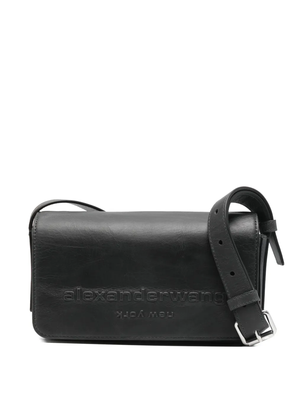 Alexander Wang Flap Leather Crossbody Bag In Black