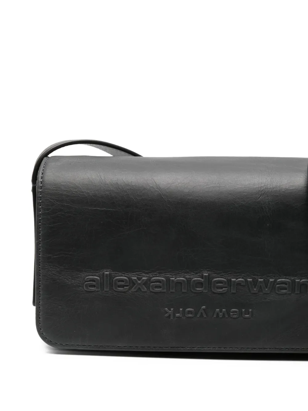 Alexander Wang Flap Leather Crossbody Bag In Black