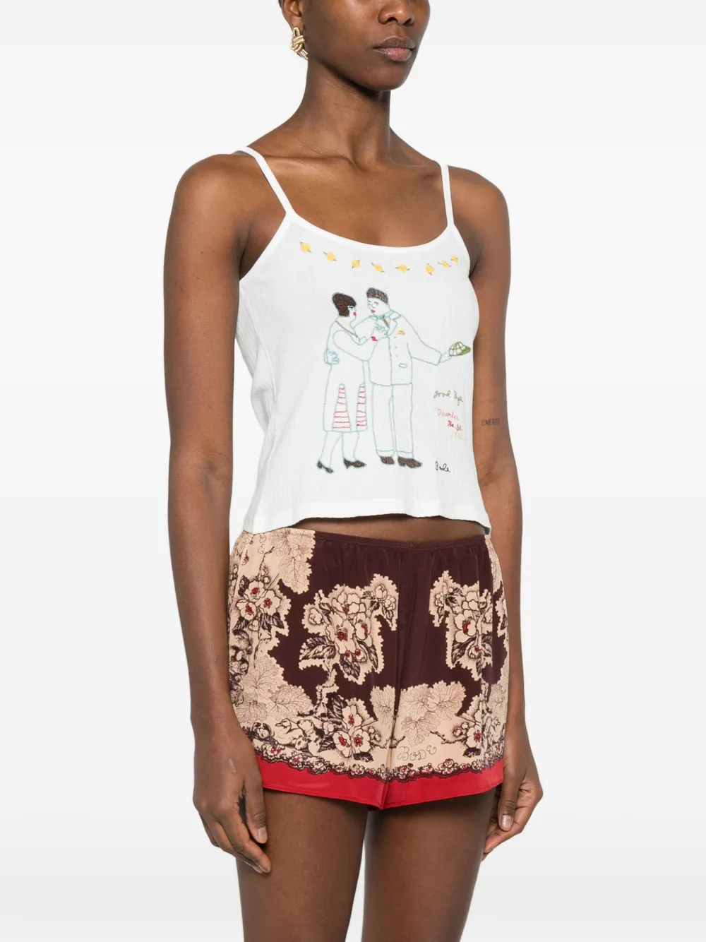  Bode Companion Embroidered Tank Top - White 