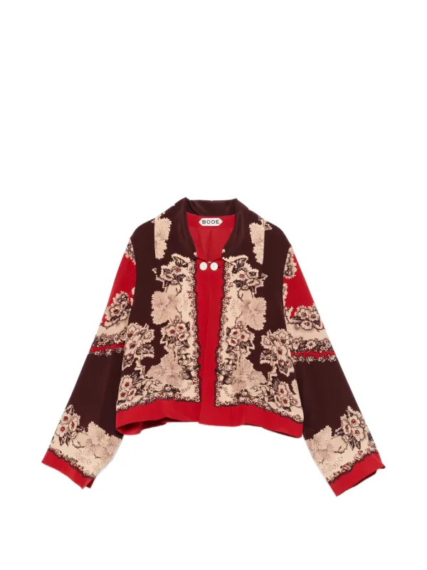 Bode Floral Button Jacket in Red
