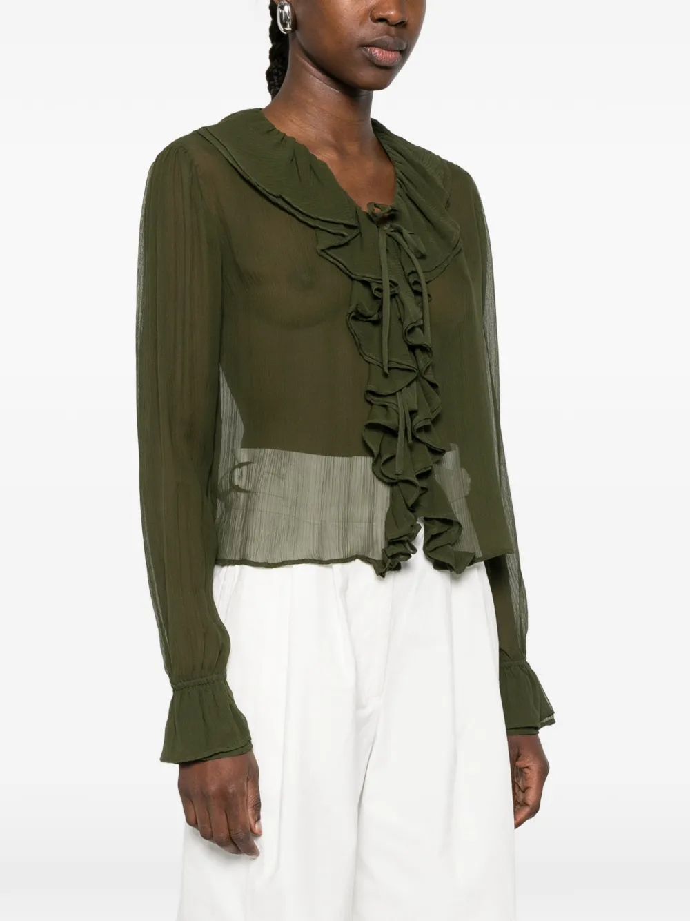  Bode Flounce Blouse - Green 