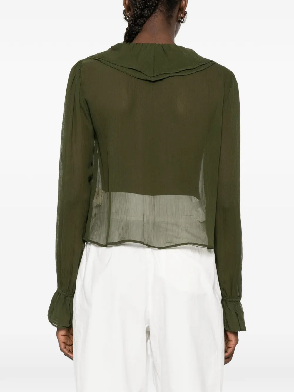 BODE Flounce Blouse Olive in Green, view 4
