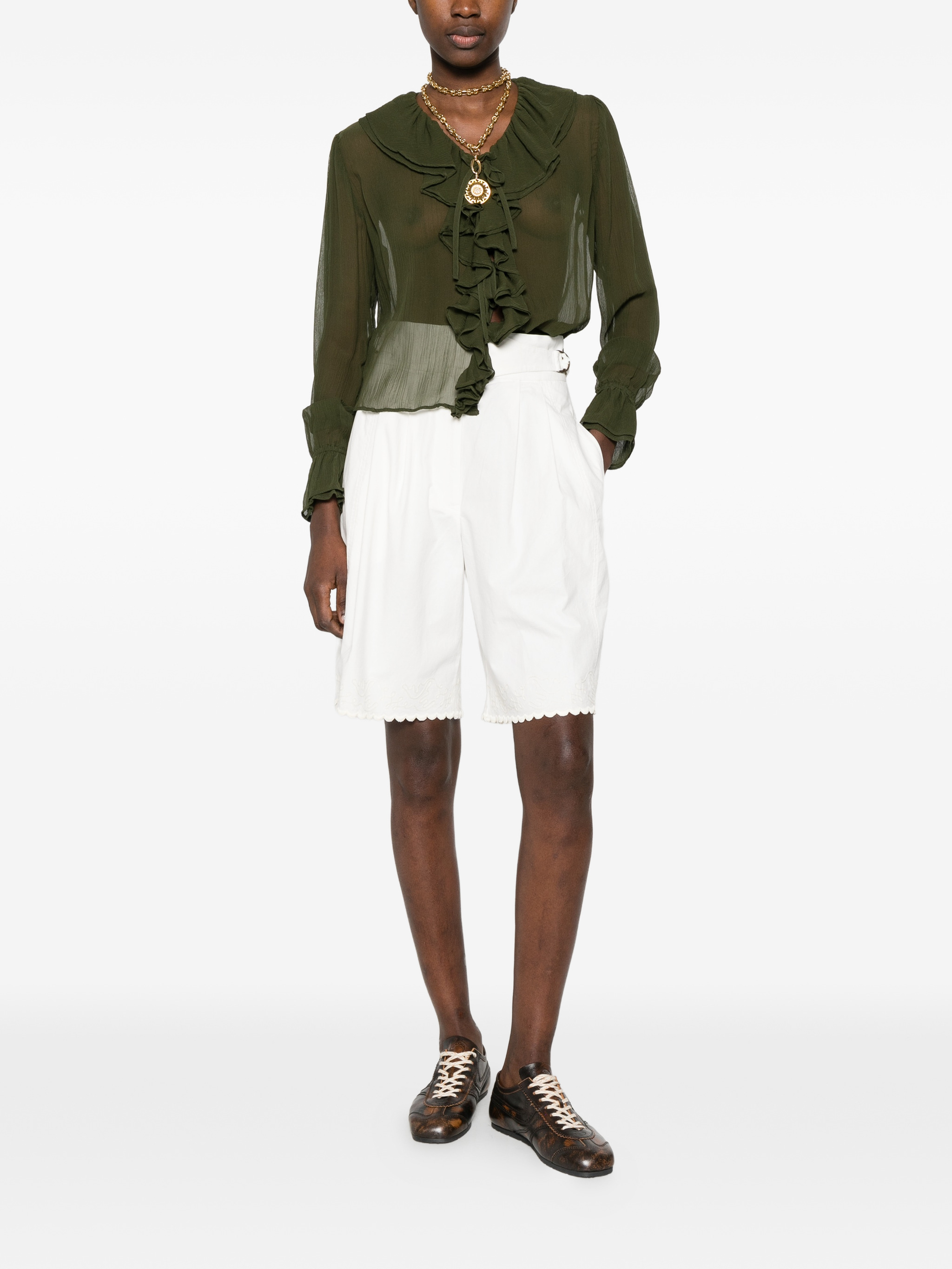 flounce blouse olive — Image 5
