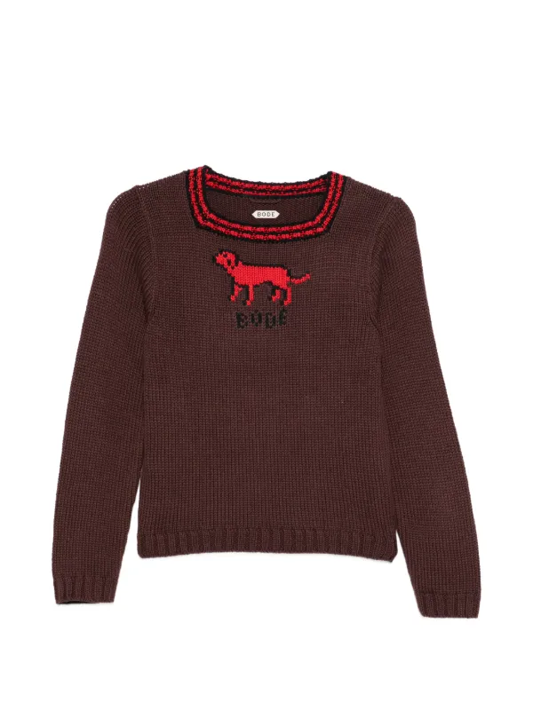 Bode Lapdog Sweater in Brown