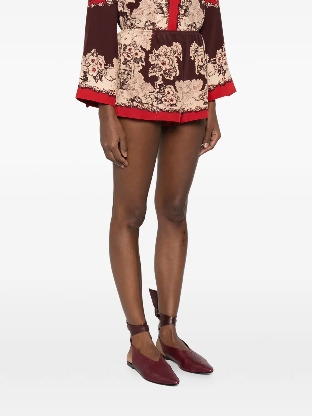  Bode Floral Tap Shorts - Red 
