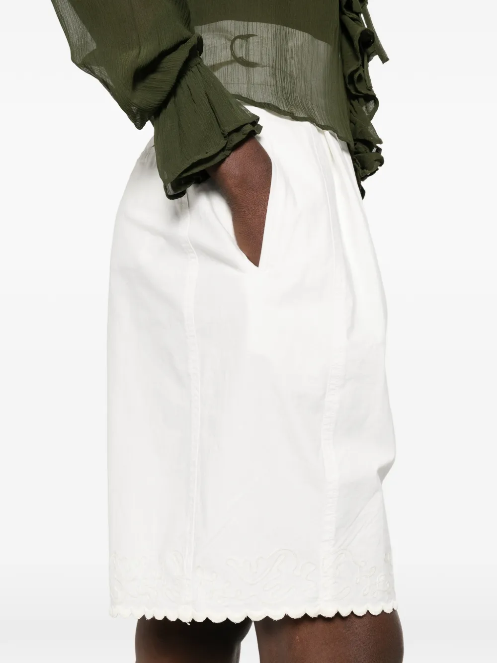 Bode Closerie Shorts in White, view 5