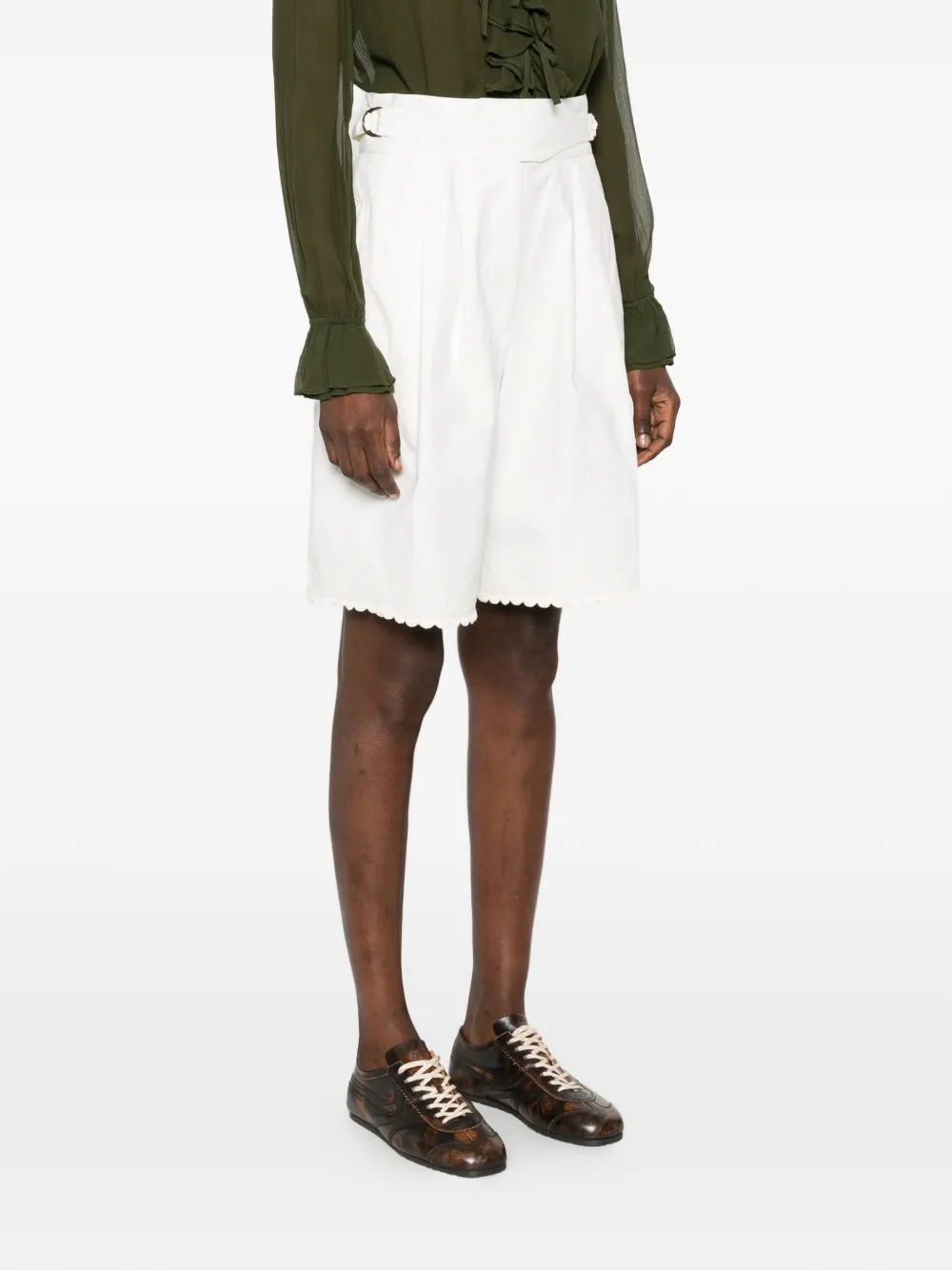  Bode Closerie Scallop Shorts - White 