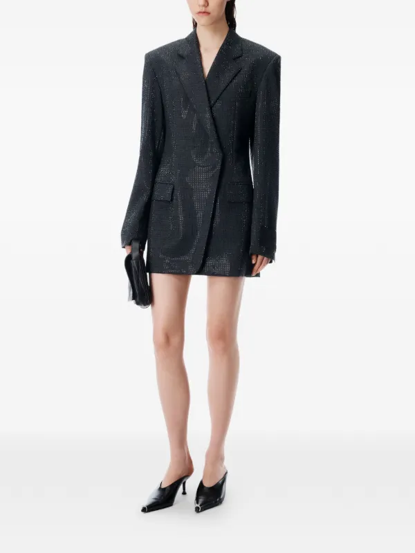 alexander wang dress grey Alexander Wang Women's Layered Mini Tank Dress With Tie-Front Cardigan Heather Grey/white