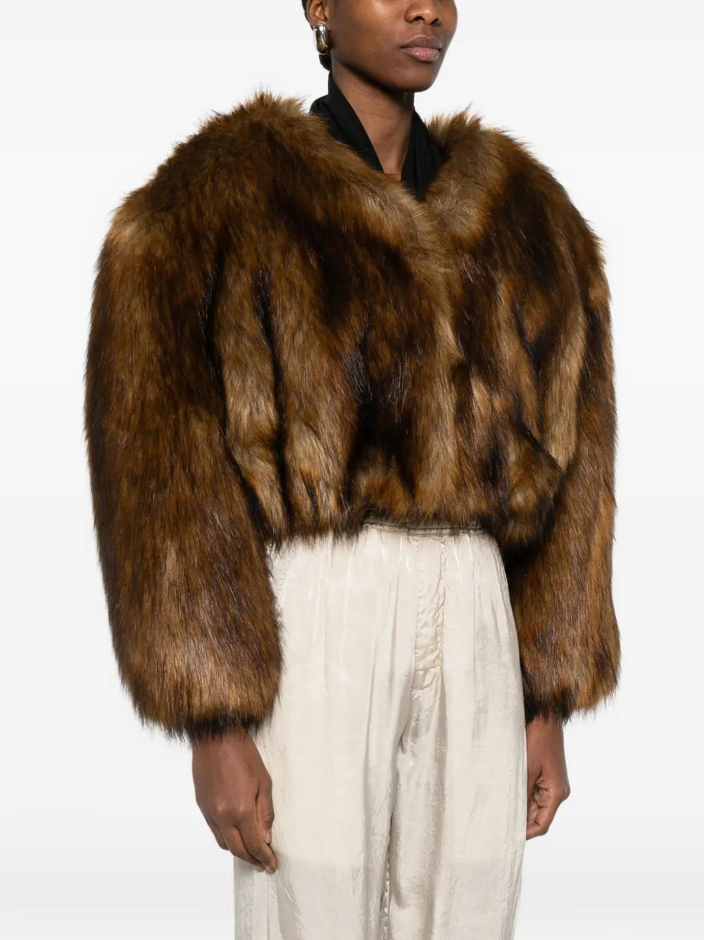 Alexander Wang Cropped Faux-fur Jacket - Brown 