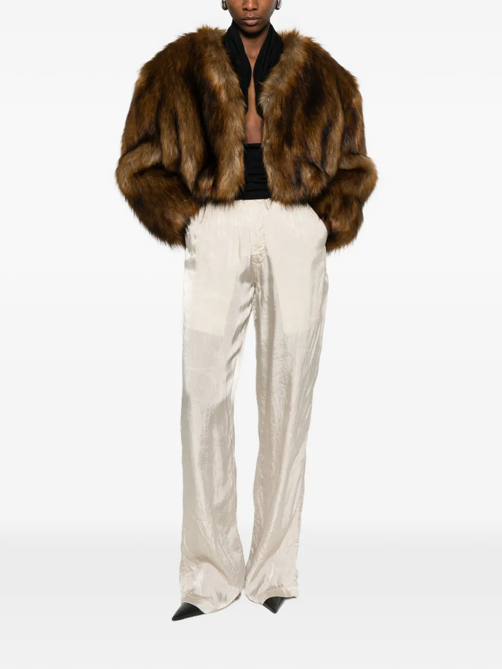  Alexander Wang Cropped Faux-fur Jacket - Brown 