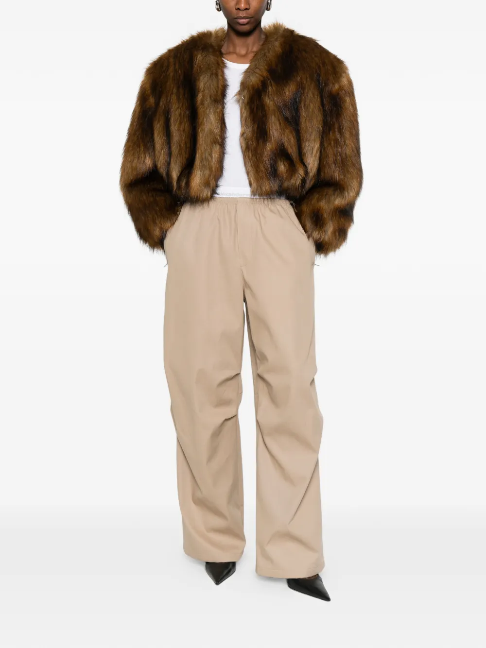 Alexander Wang logo elastic articulated trousers - Beige