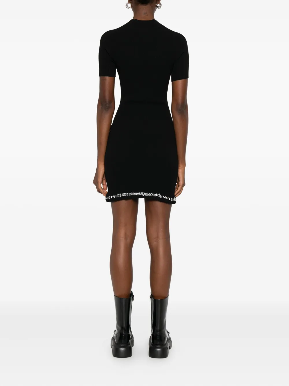 Alexander Wang Geribbelde jurk met logodetail Zwart