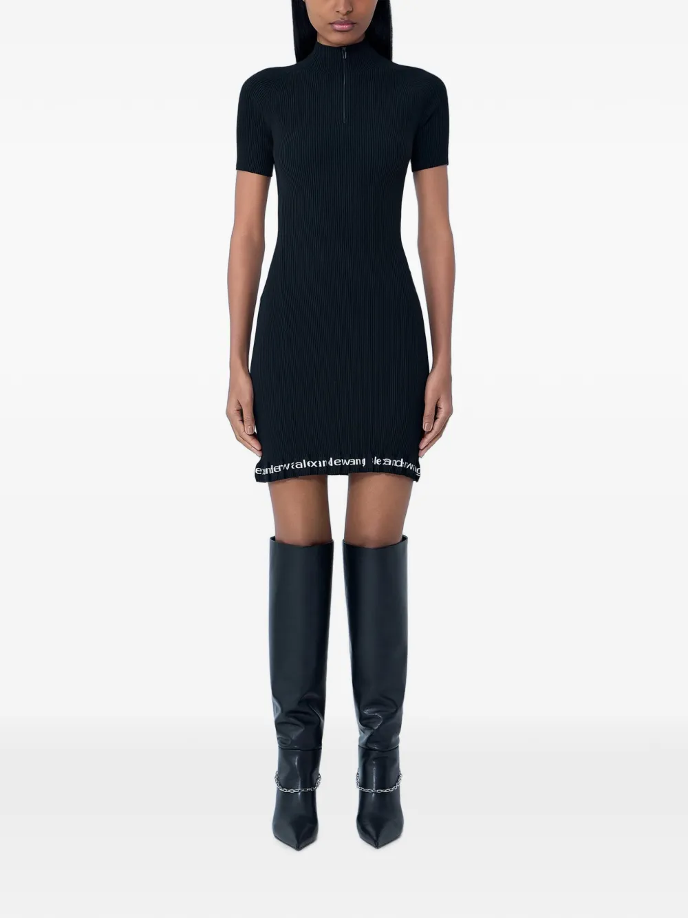 Alexander Wang ribbed logo-detail midi dress - Black
