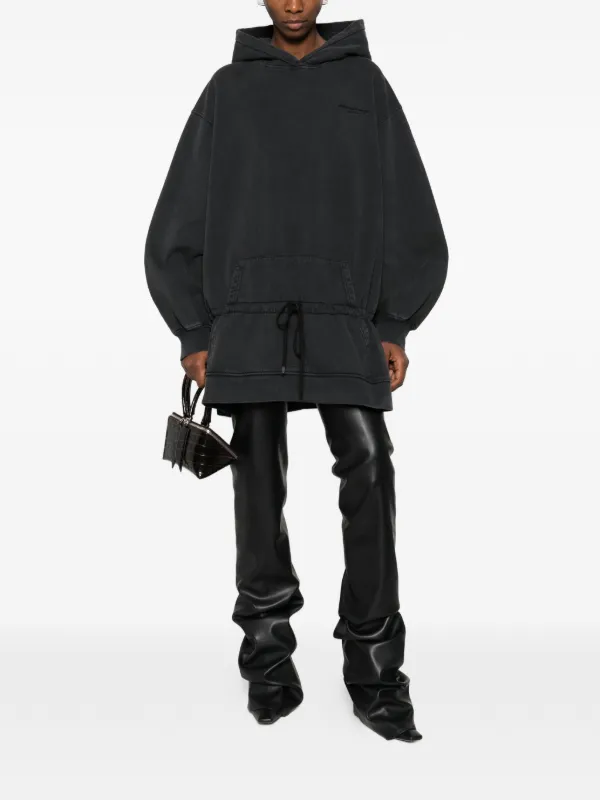 Alexander Wang Women's Dropped Waist Hoodie Dress Washed Black