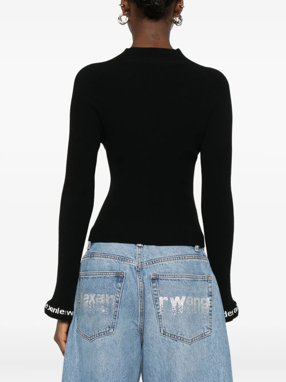Alexander Wang Logo-detail Ribbed Top In Black