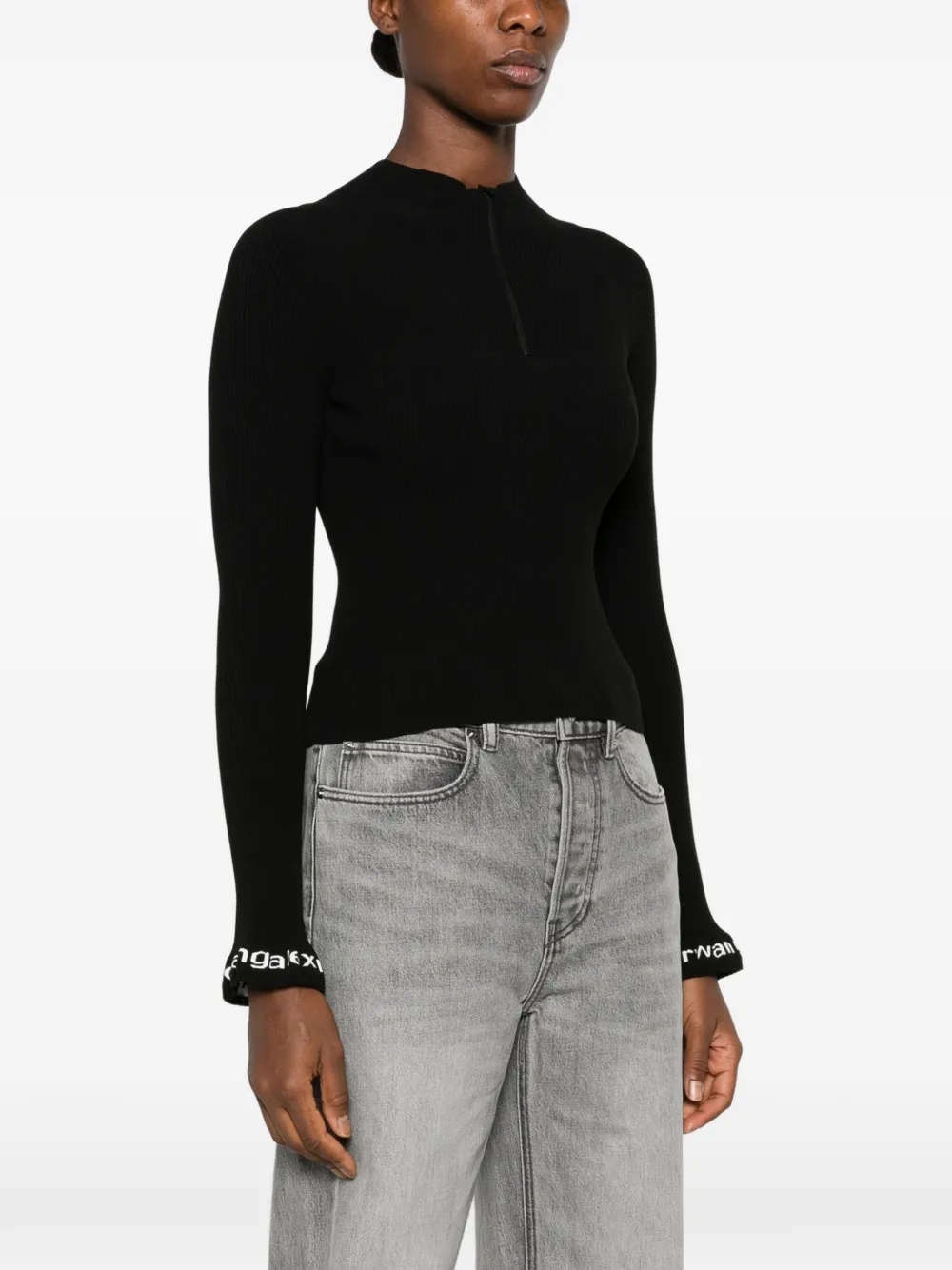 Alexander Wang Geribbelde top met logodetail Zwart