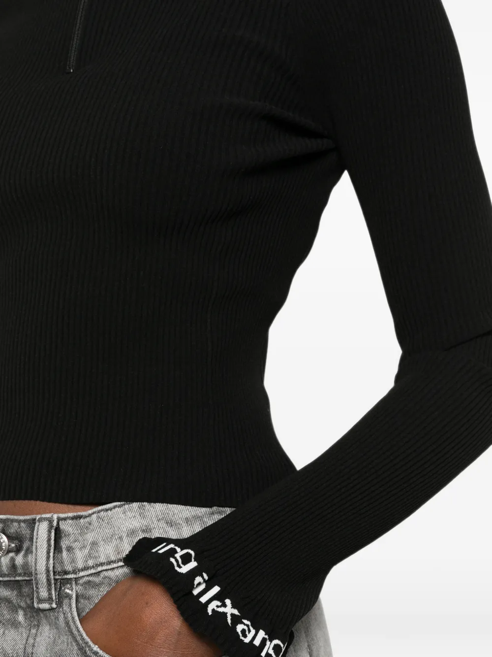 Alexander Wang Geribbelde top met logodetail Zwart