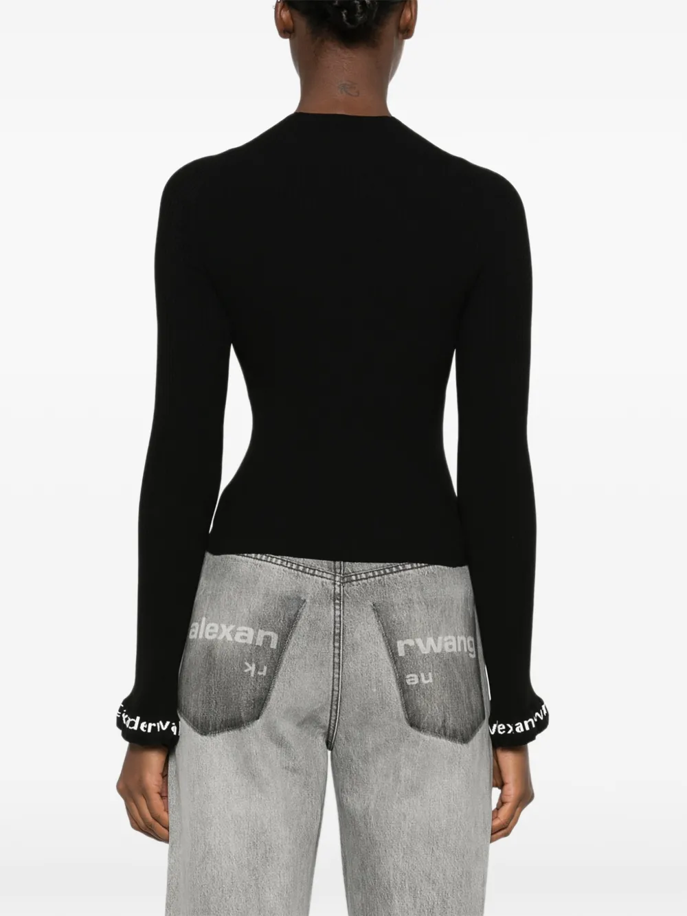 Alexander Wang Geribbelde top met logodetail Zwart