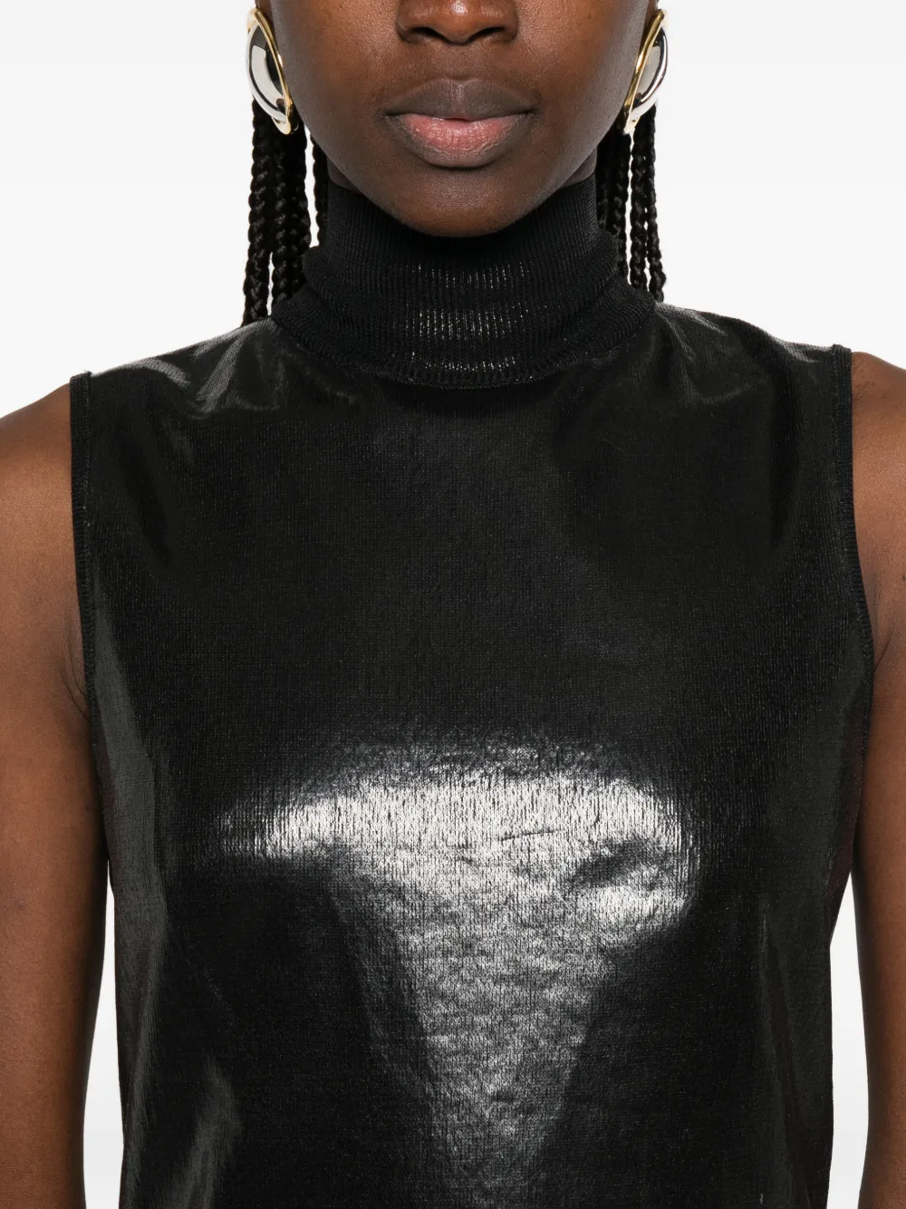 turtleneck sleeveless maxi dress