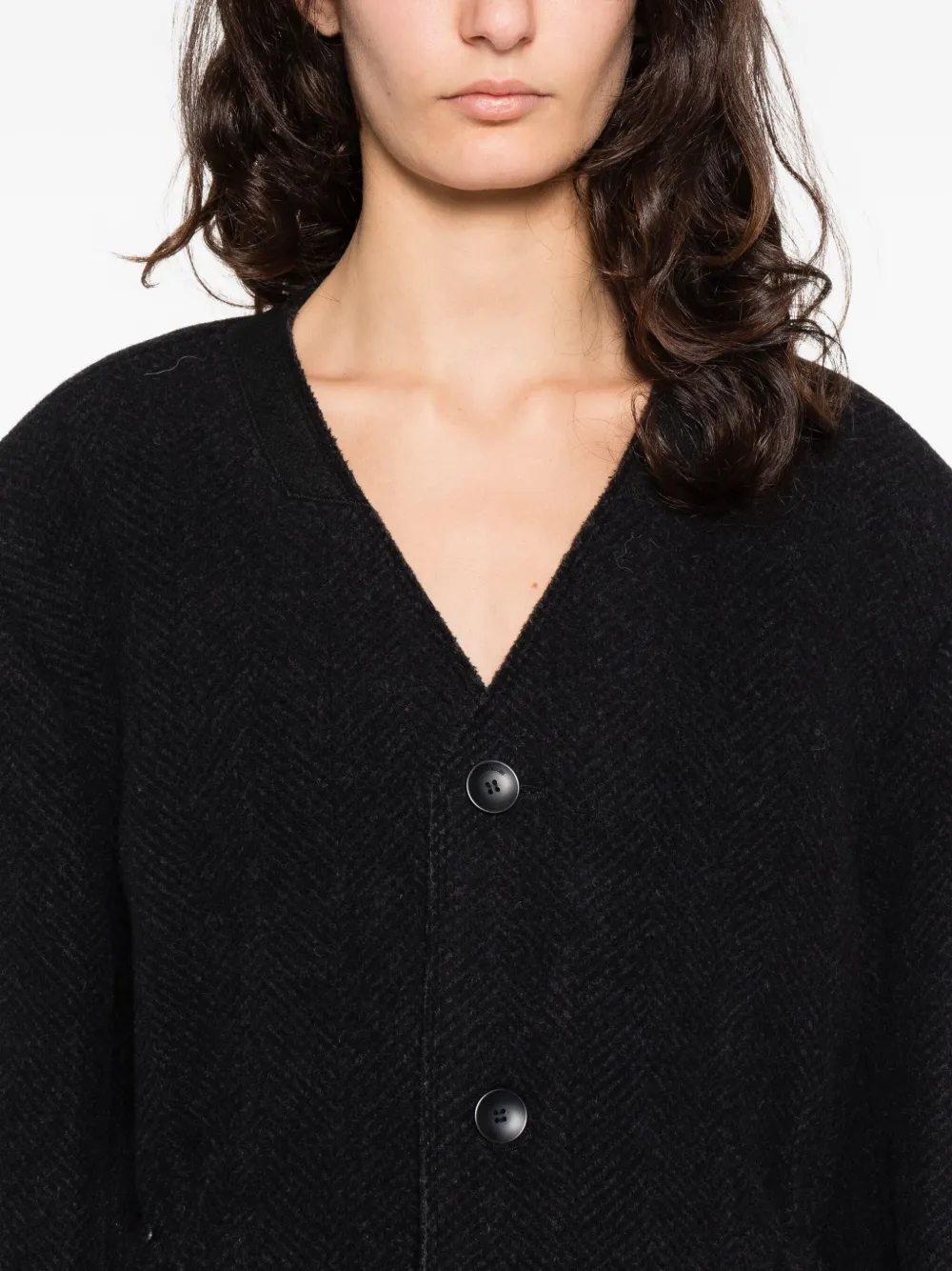 Alexander Wang Collarless Coat In Black