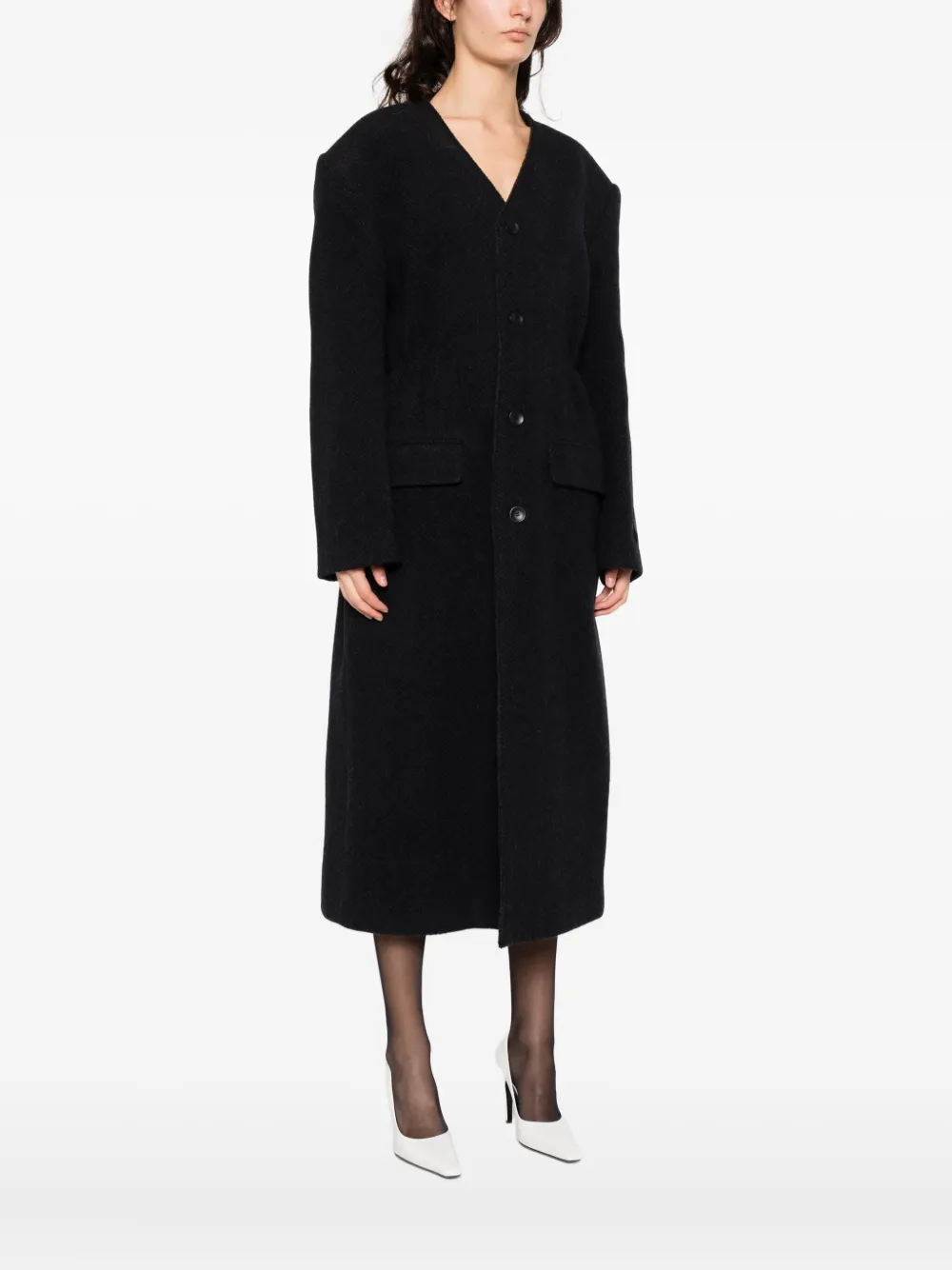 Alexander Wang Collarless Coat In Black