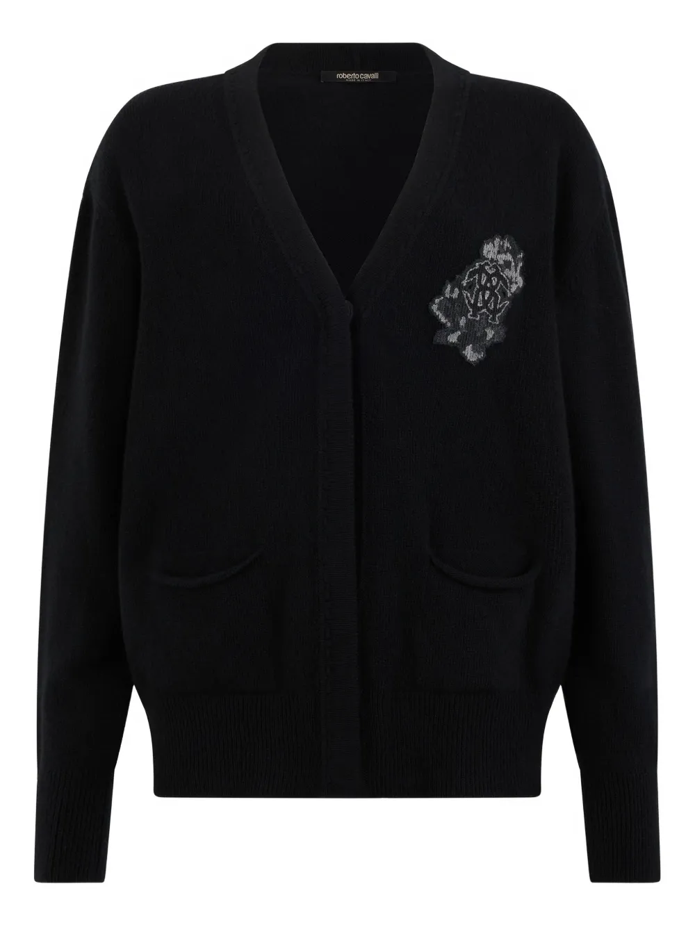 Roberto Cavalli floral-applique cardigan - Nero