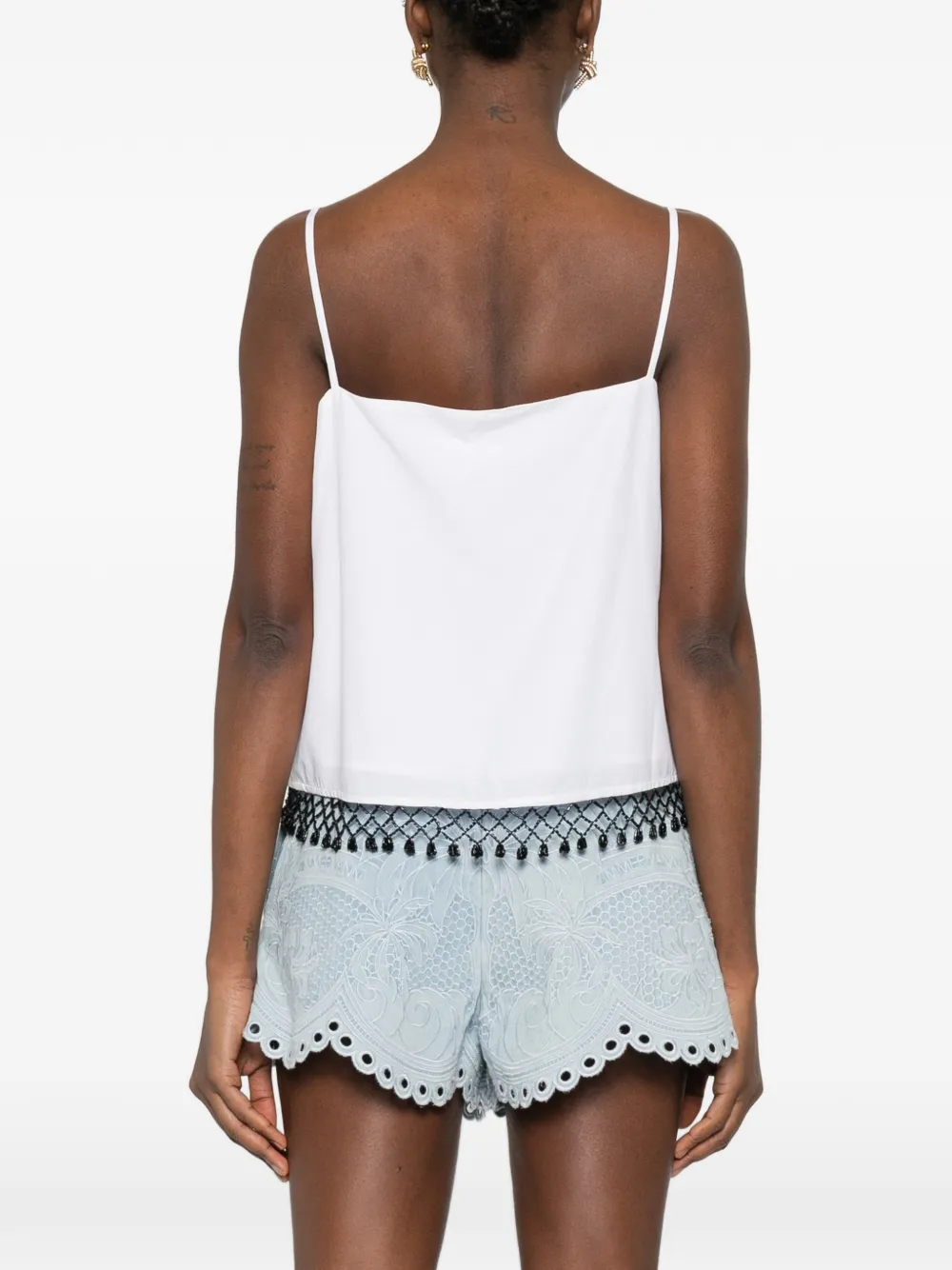 BODE Rosebloom tanktop met kralen Wit