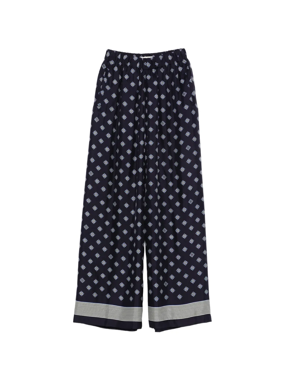 BODE Foyer diamond-print palazzo pants - Blue