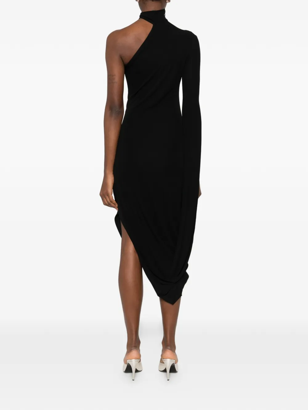 Alexander Wang Asymmetric Midi Dress In Black