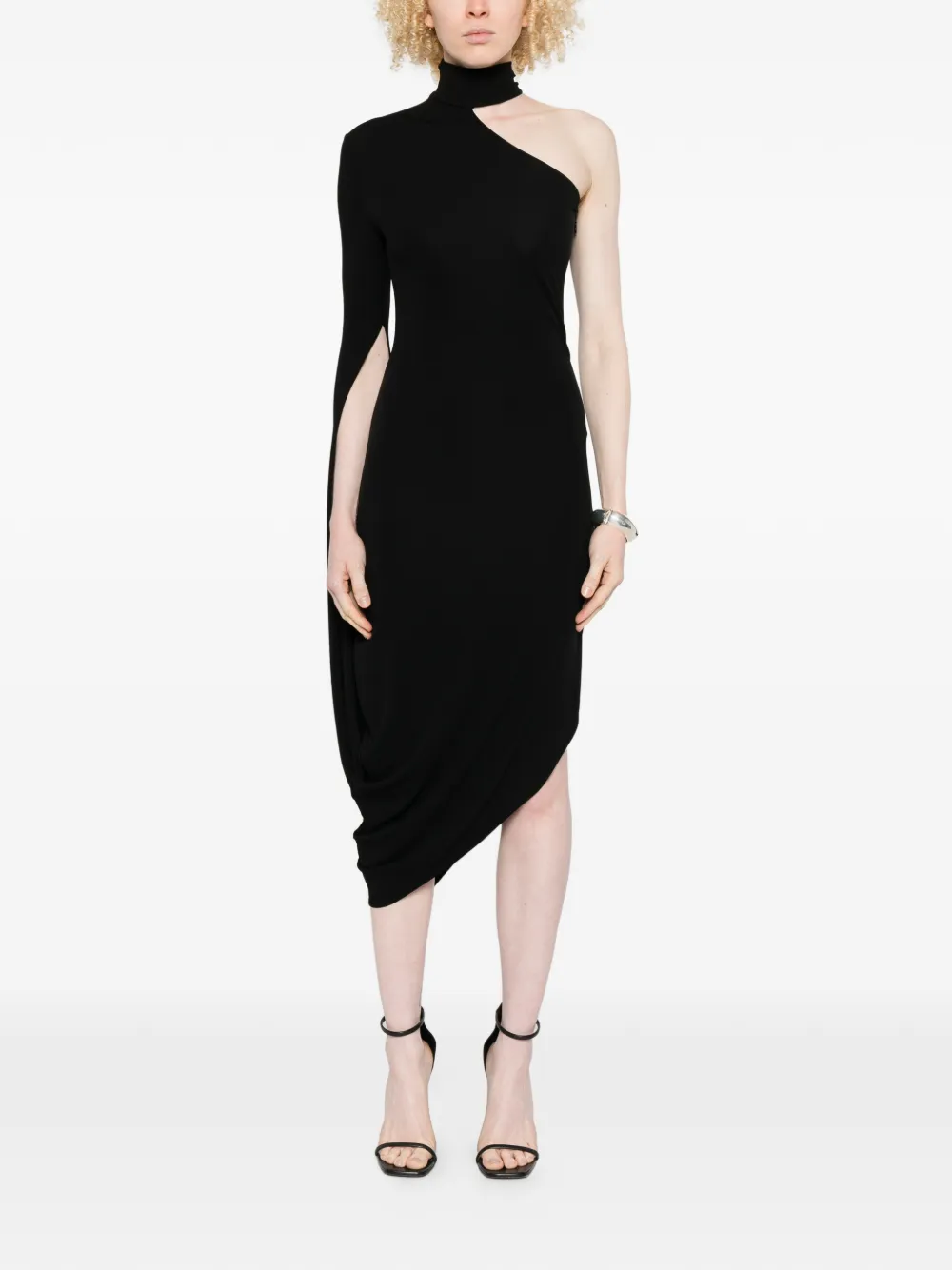 Alexander Wang Asymmetrische gedrapeerde midi-jurk Zwart