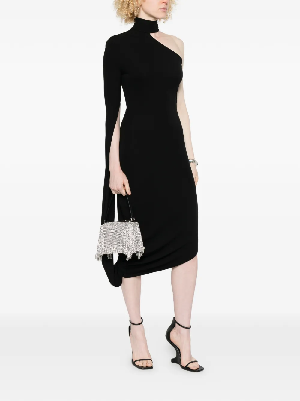 Alexander Wang Asymmetrische gedrapeerde midi-jurk Zwart