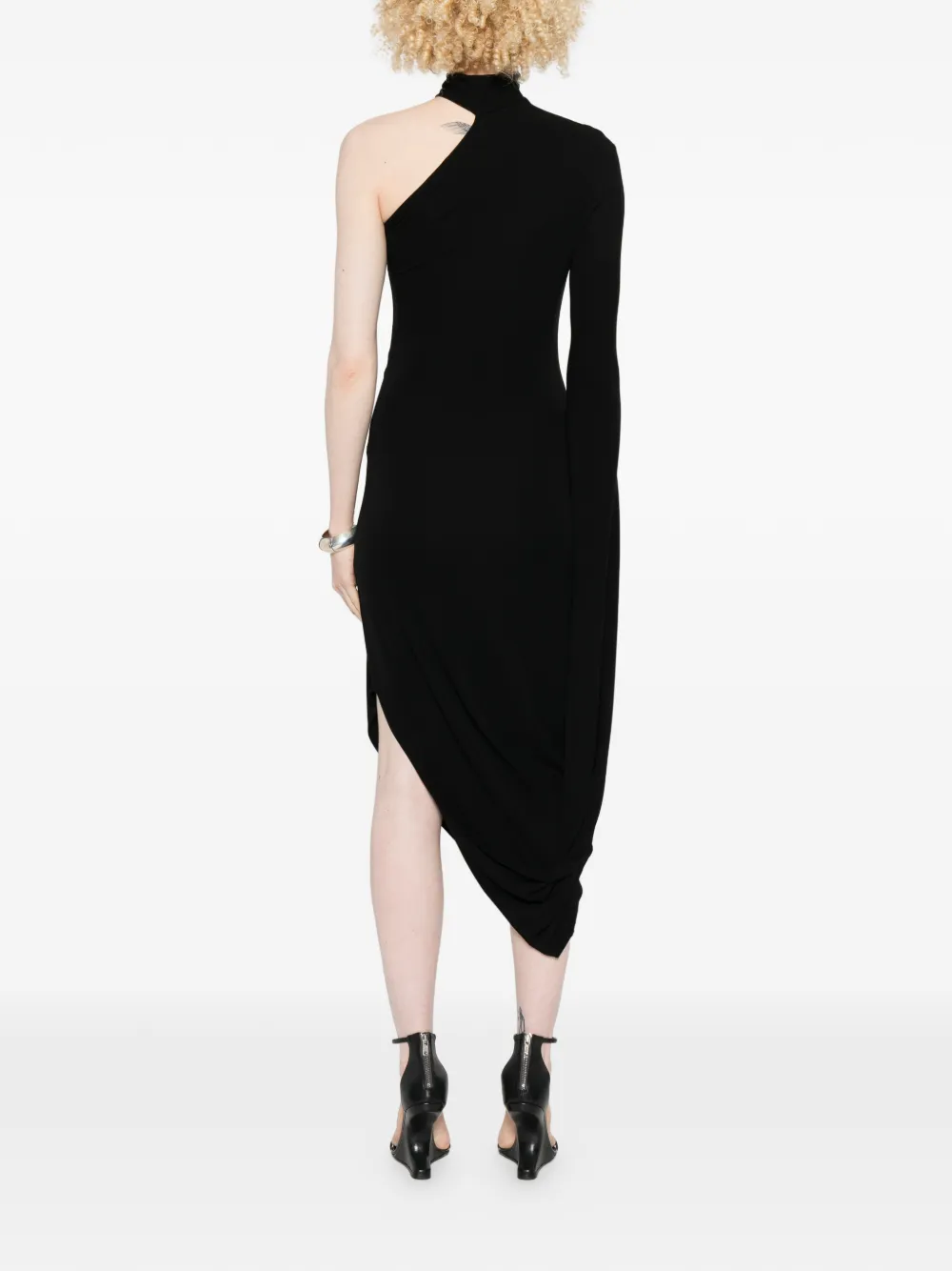 Alexander Wang Asymmetrische gedrapeerde midi-jurk Zwart