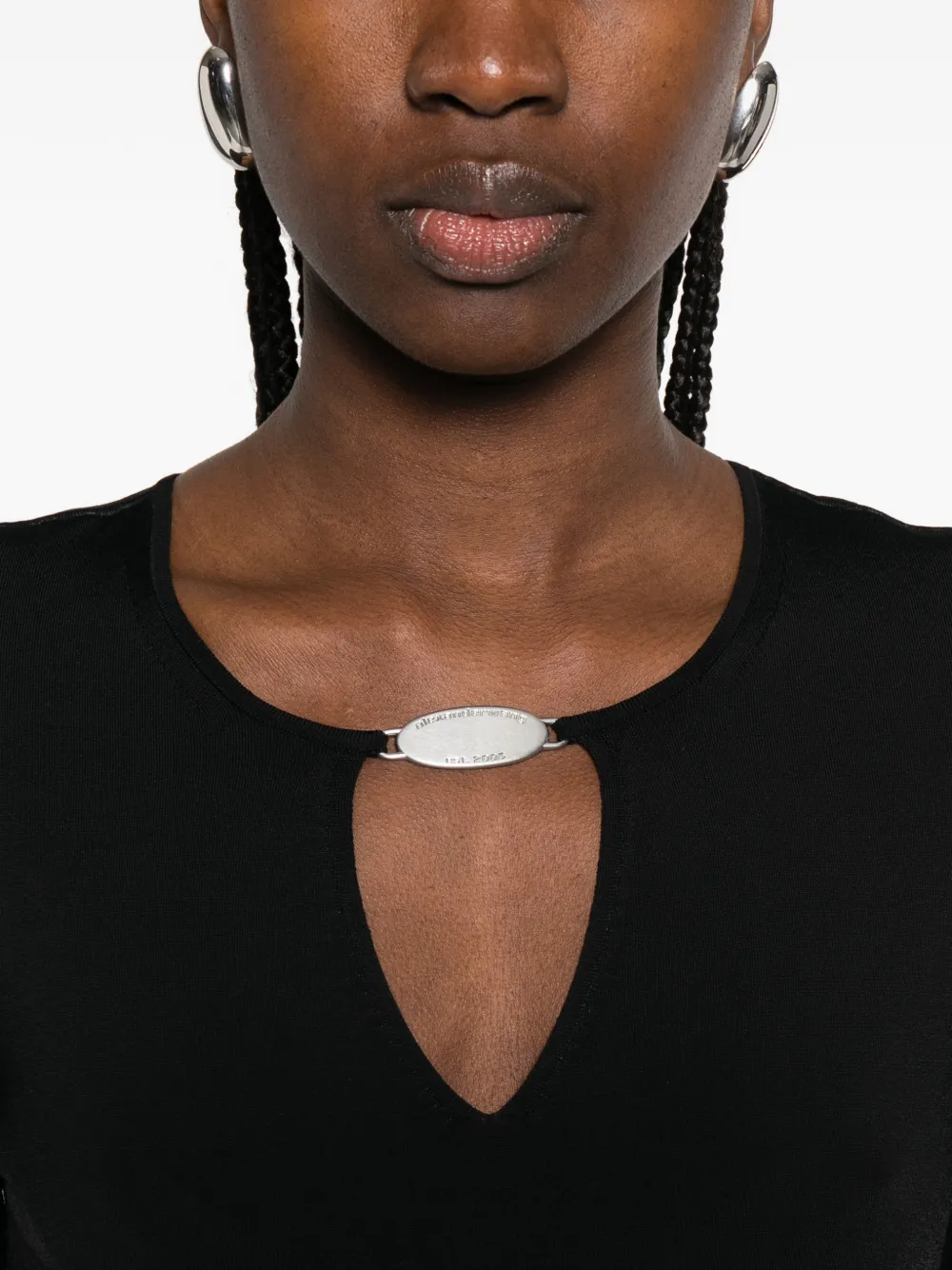 Alexander Wang Mini-jurk met V-hals en metalen logo Zwart