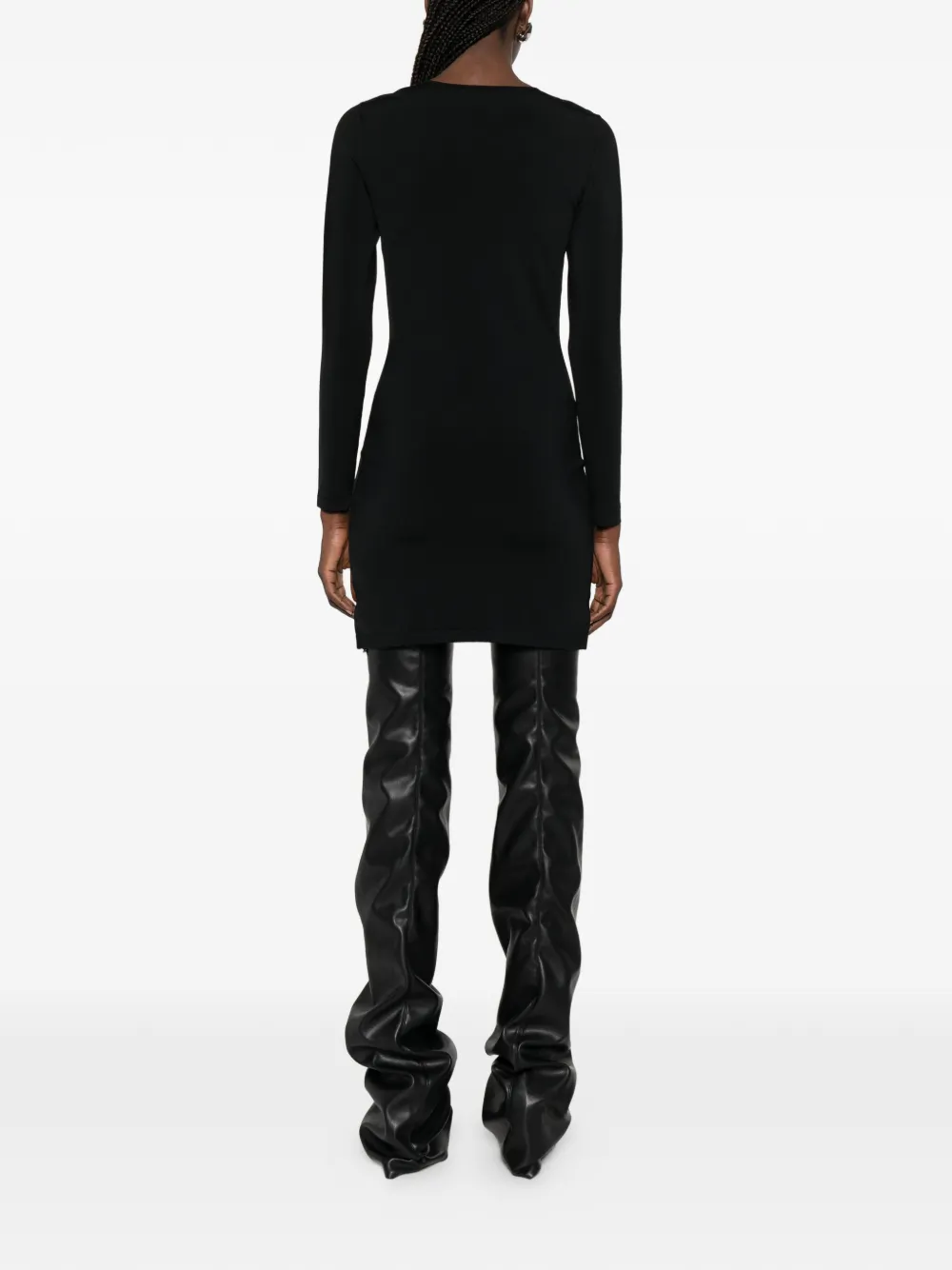 Alexander Wang Mini-jurk met V-hals en metalen logo Zwart