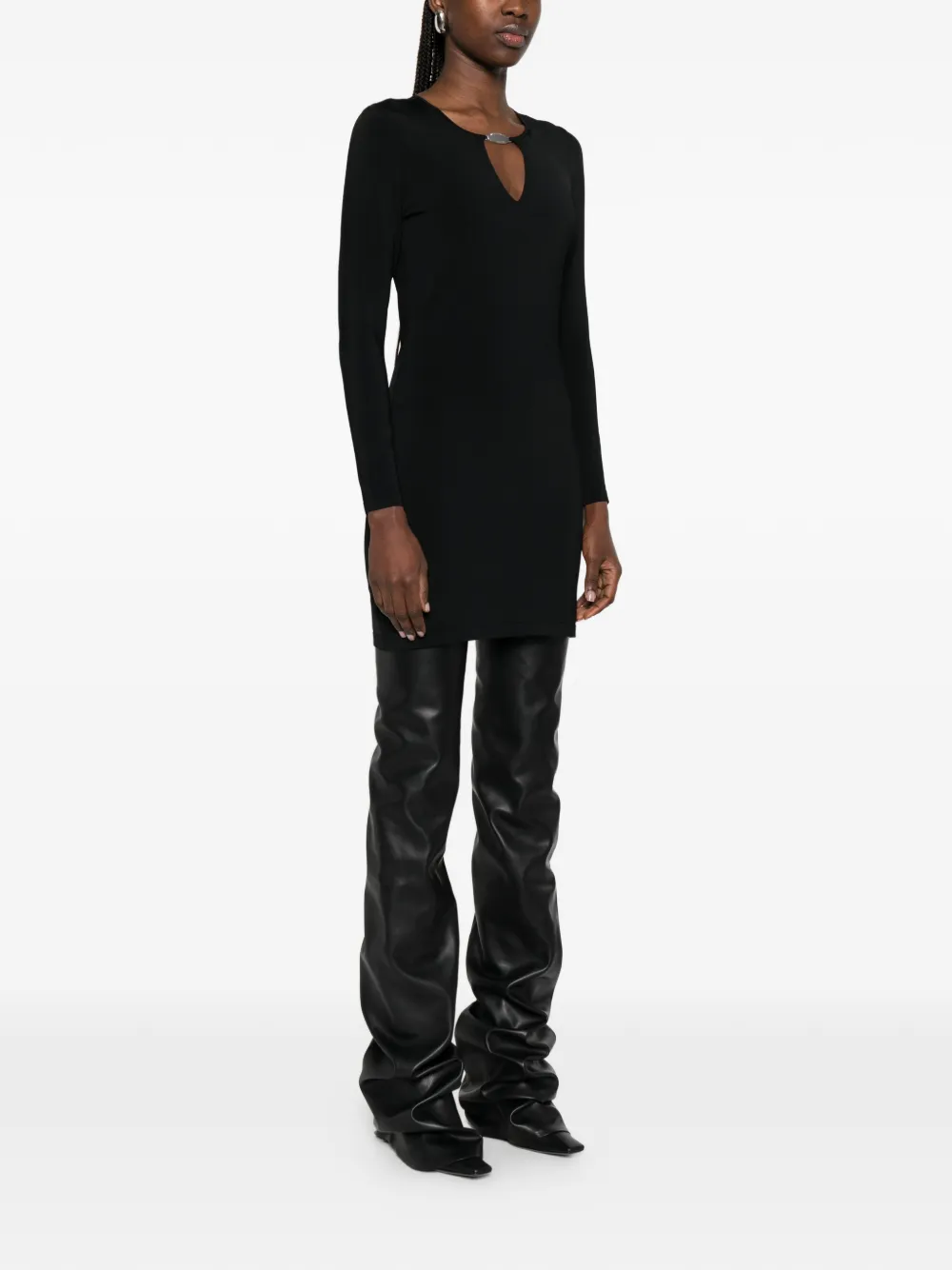 Alexander Wang Mini-jurk met V-hals en metalen logo Zwart
