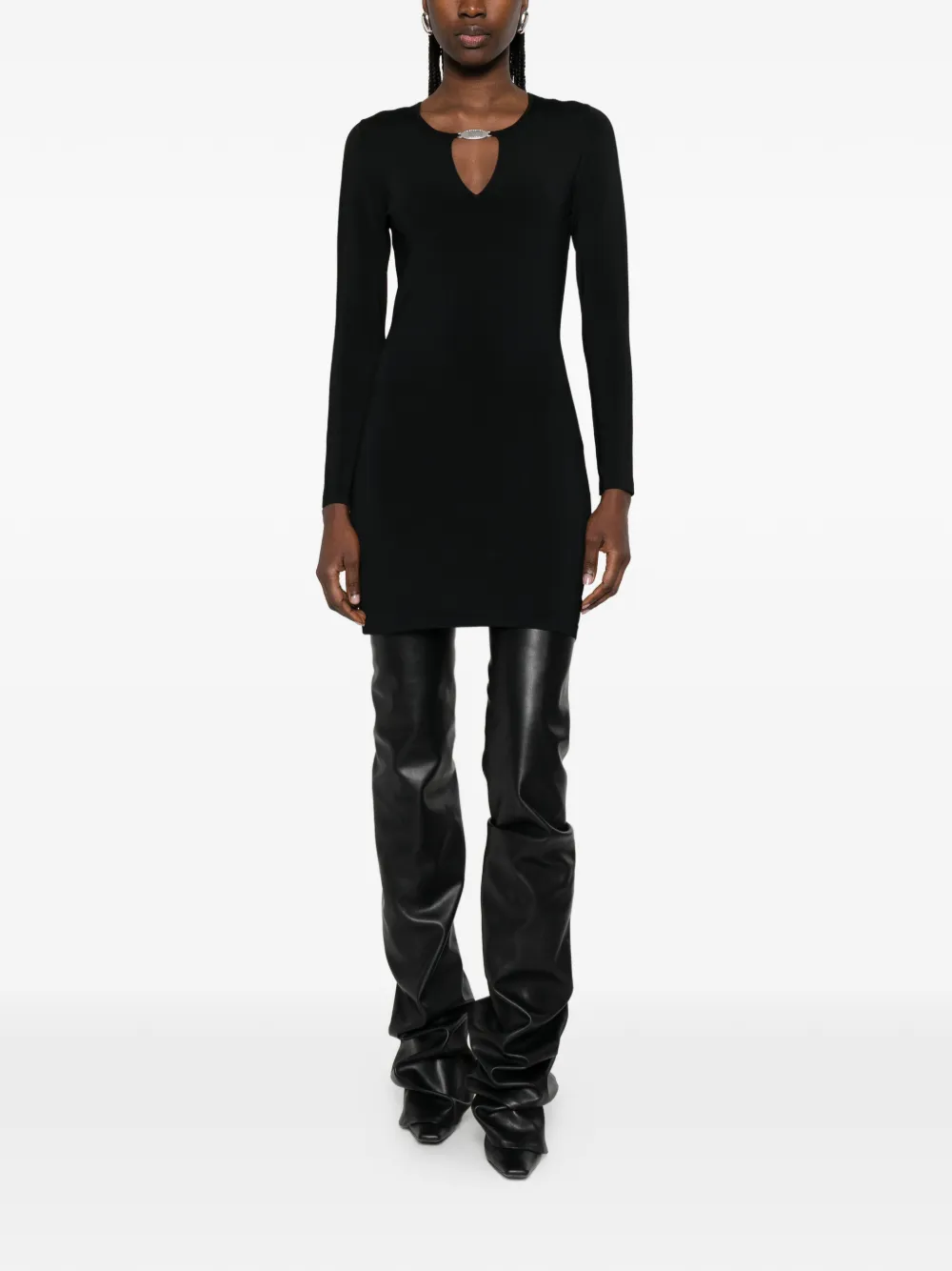 Alexander Wang Mini-jurk met V-hals en metalen logo Zwart
