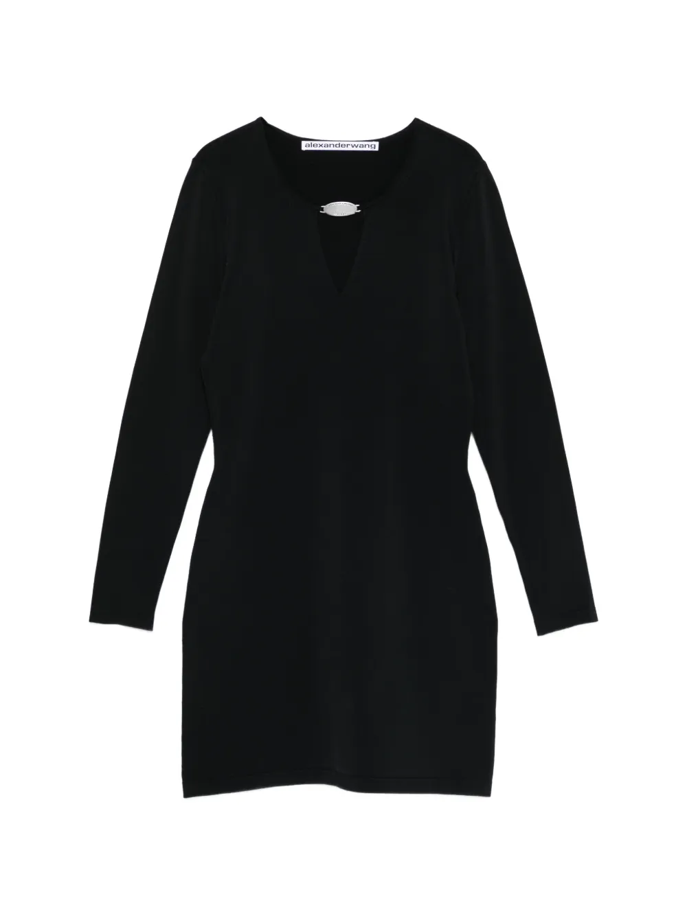 Alexander Wang metal logo V-neck mini dress - Nero