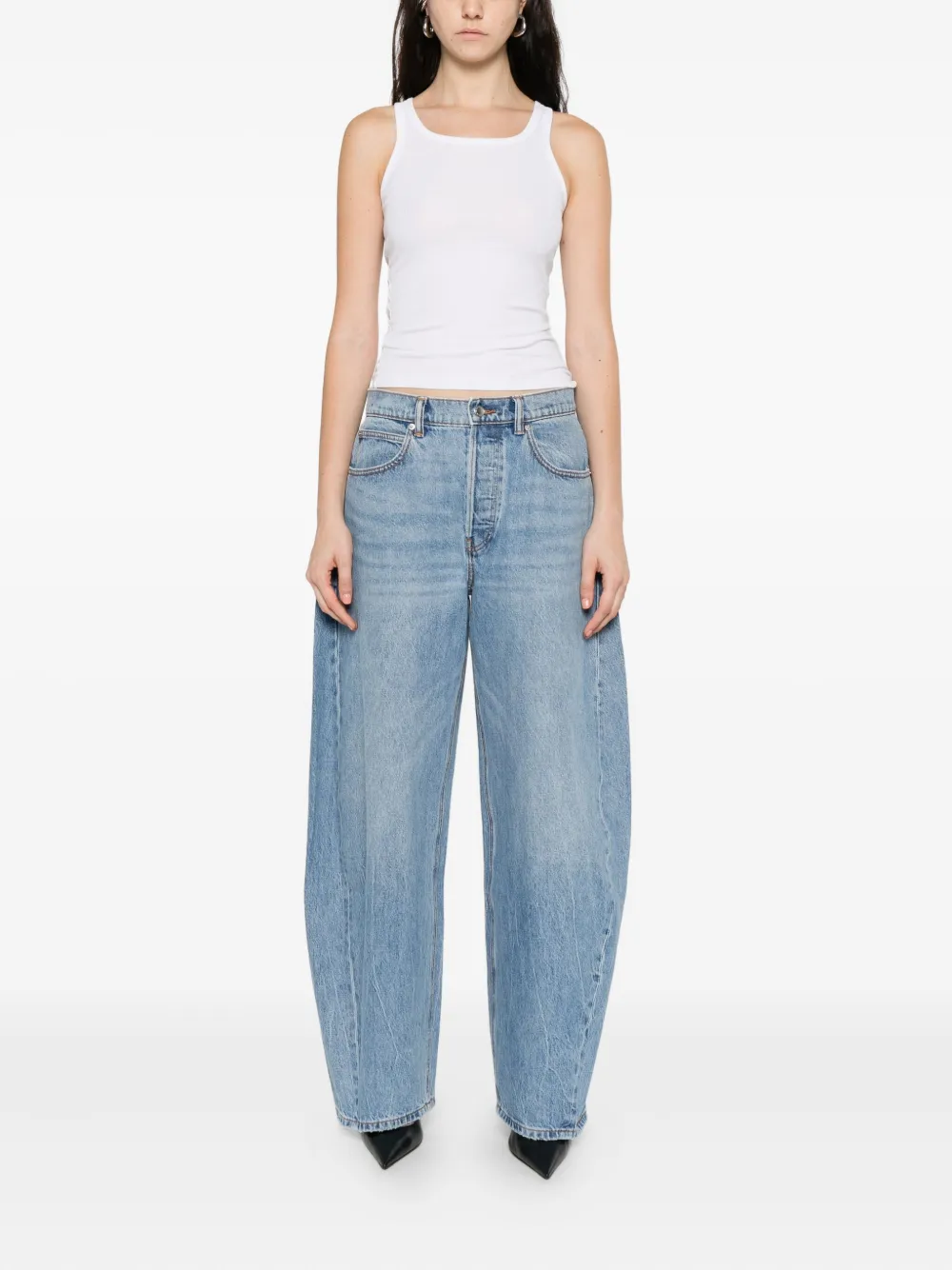 Alexander Wang Crystal-embellished Wide-leg Jeans In Blue