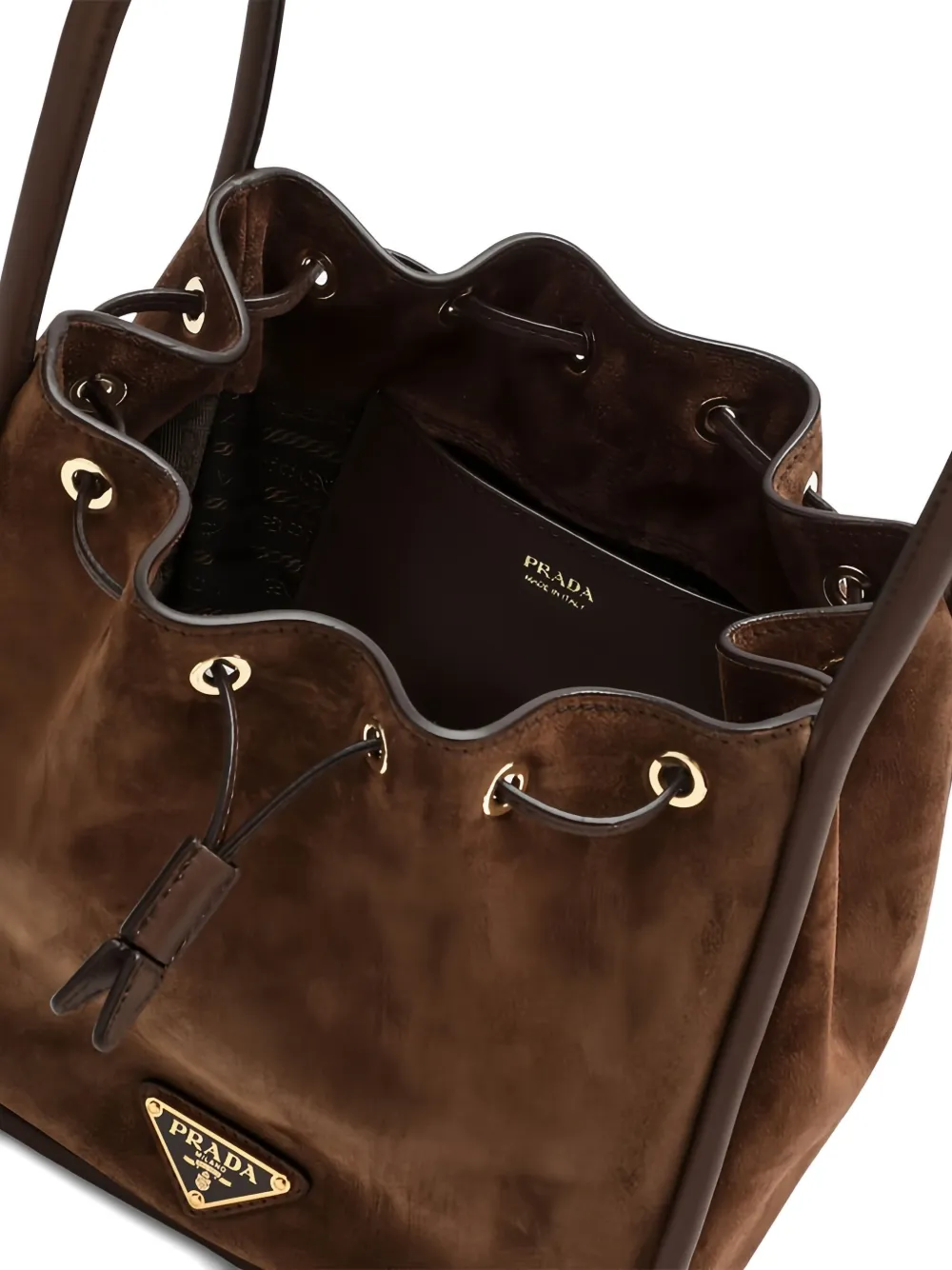 Prada Bucket-tas met trekkoord Bruin