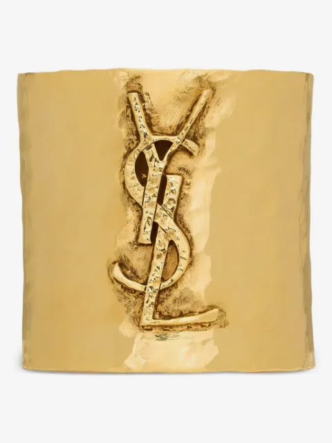 Saint Laurent Cassandre-logo hammered cuff bracelet