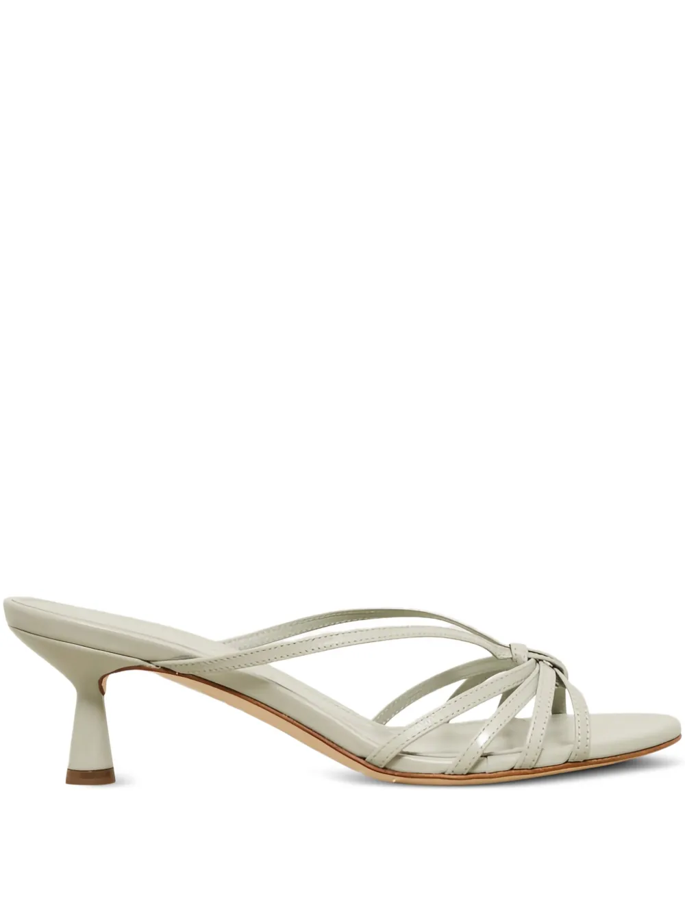 Aeyde Knotted Leather Heeled Sandals In Neutral