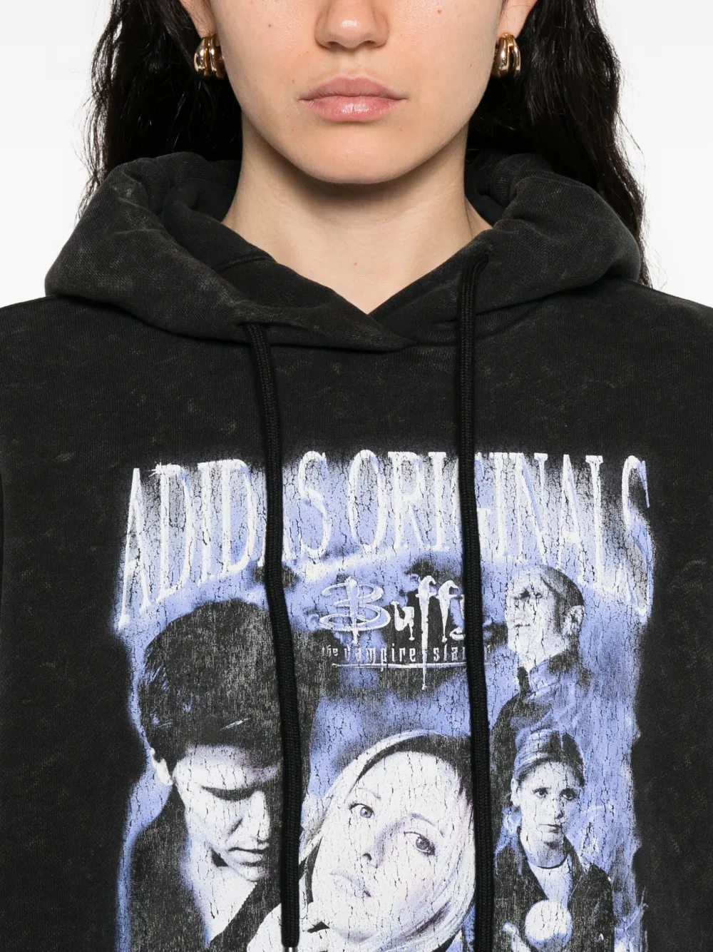 adidas x Fox Disney katoenen hoodie met grafische print Zwart