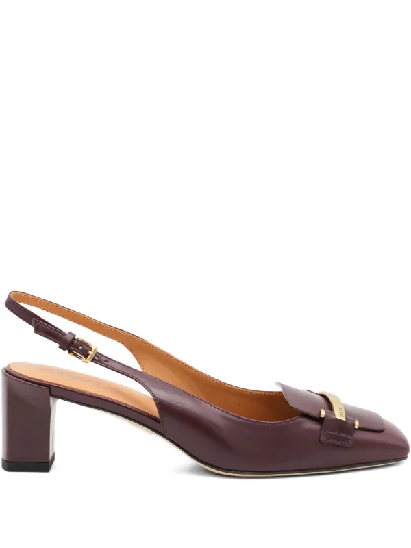 Tod's 50mm Slingback Gold-bar Pumps in Brown