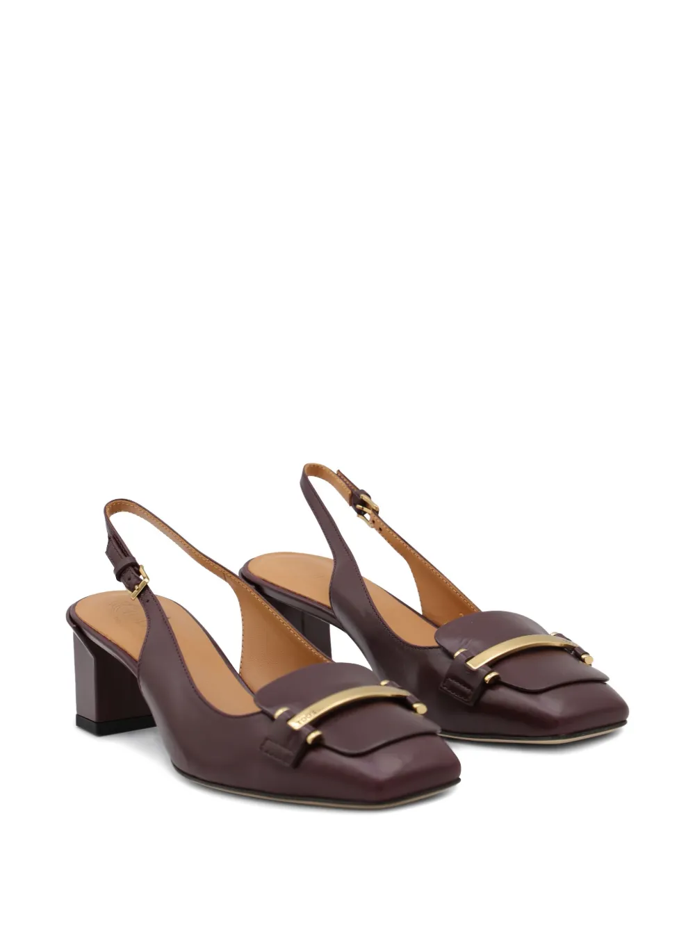 Tod's 50mm slingback gold-bar pumps Red