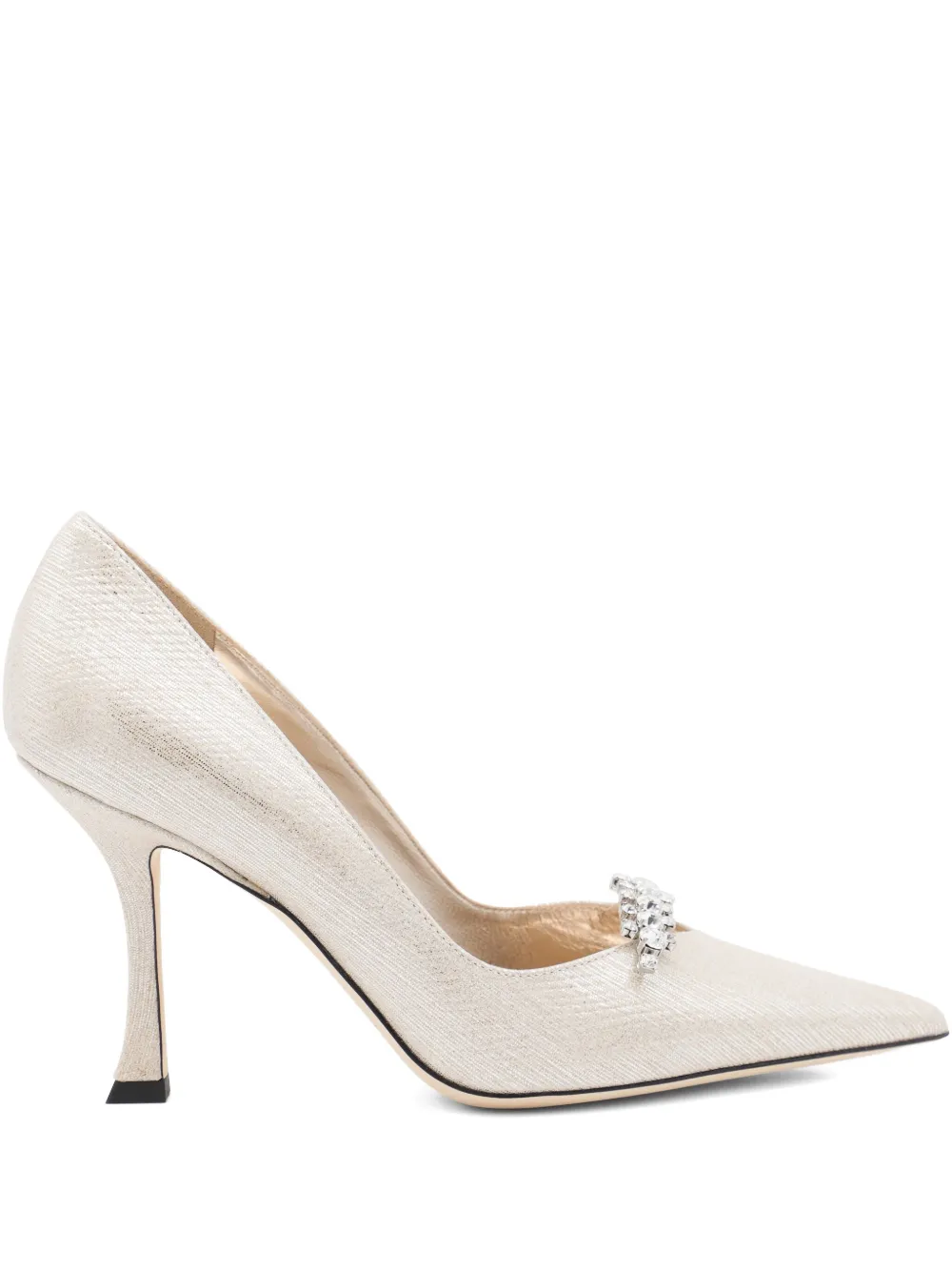 Jimmy Choo 90mm Belinda crystal-embellished pointed-toe pumps Gold