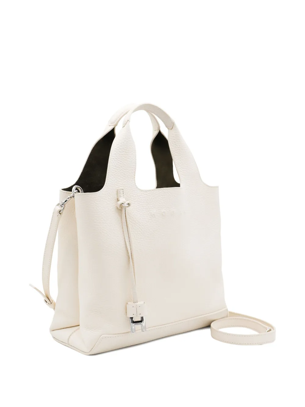 Hogan double top-handle leather tote bag Beige