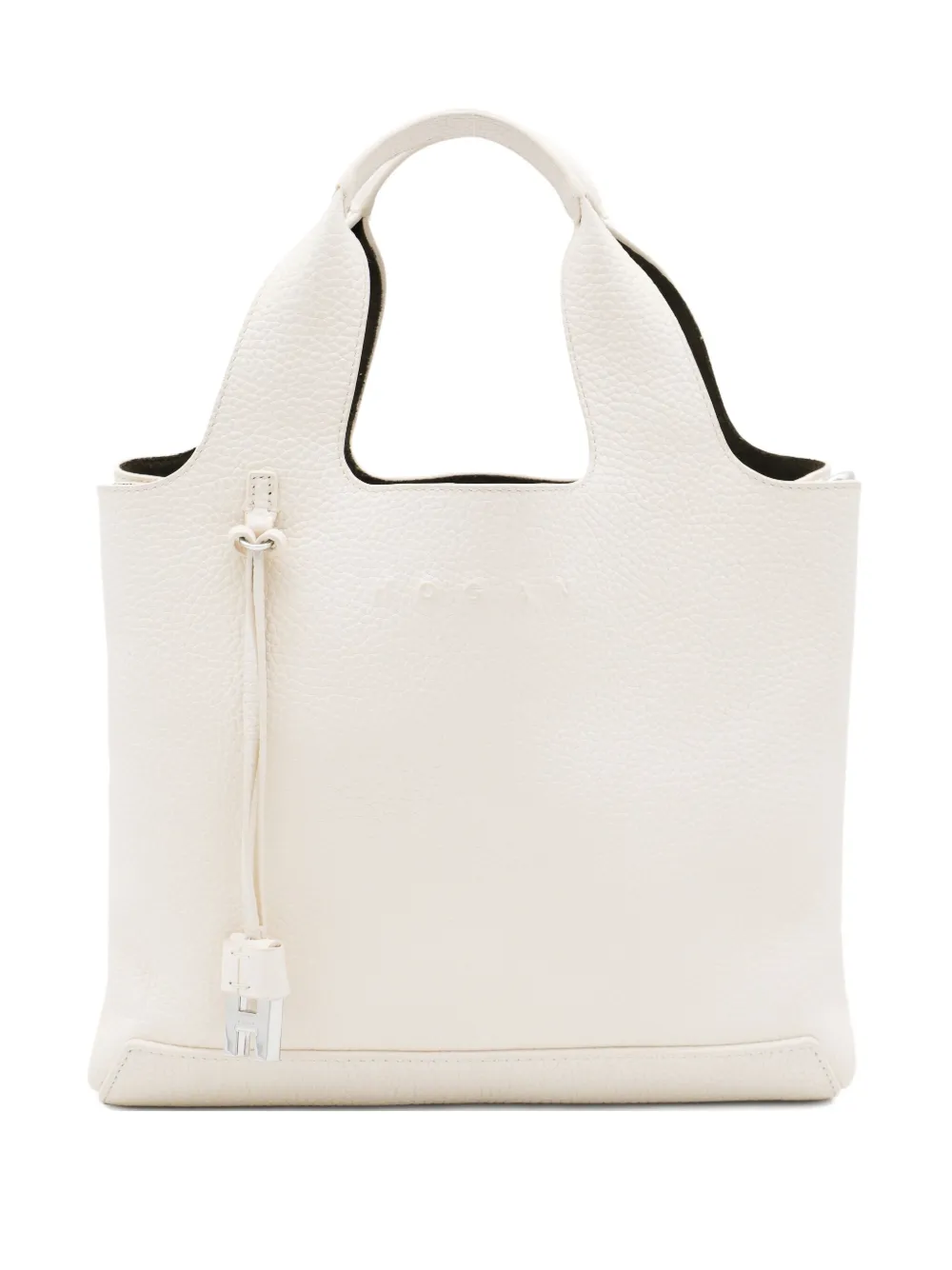 Hogan double top-handle leather tote bag Beige